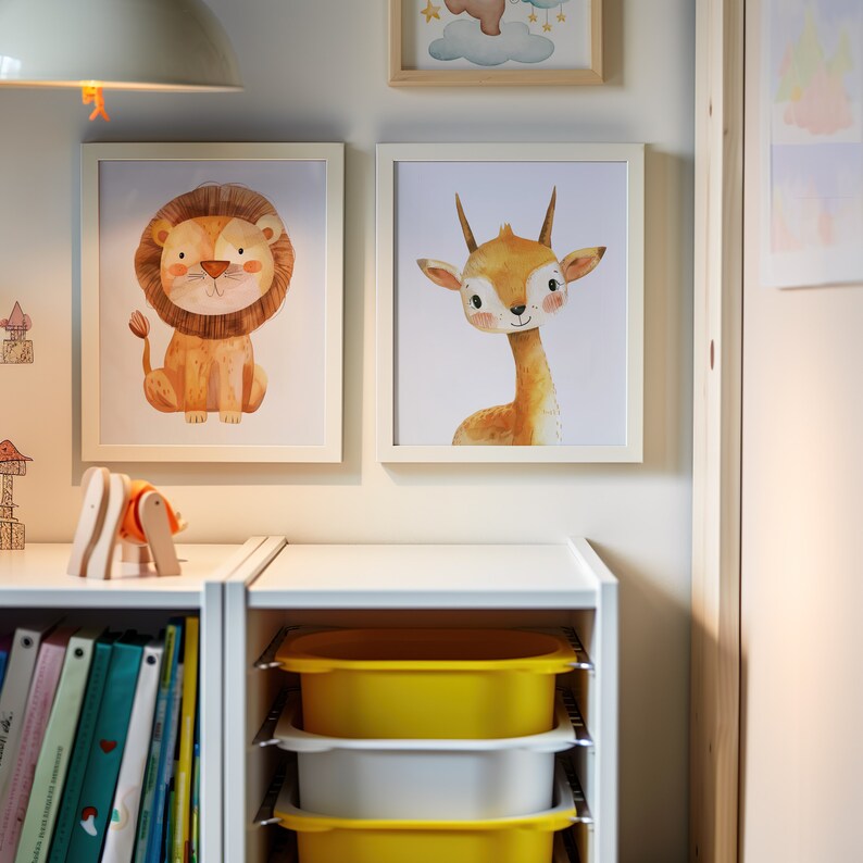 ForJoy Colorful Safari Animal Wall Art - Set Of 3 Kids' Nursery Decor Pictures (12x16 Inches) - View #11