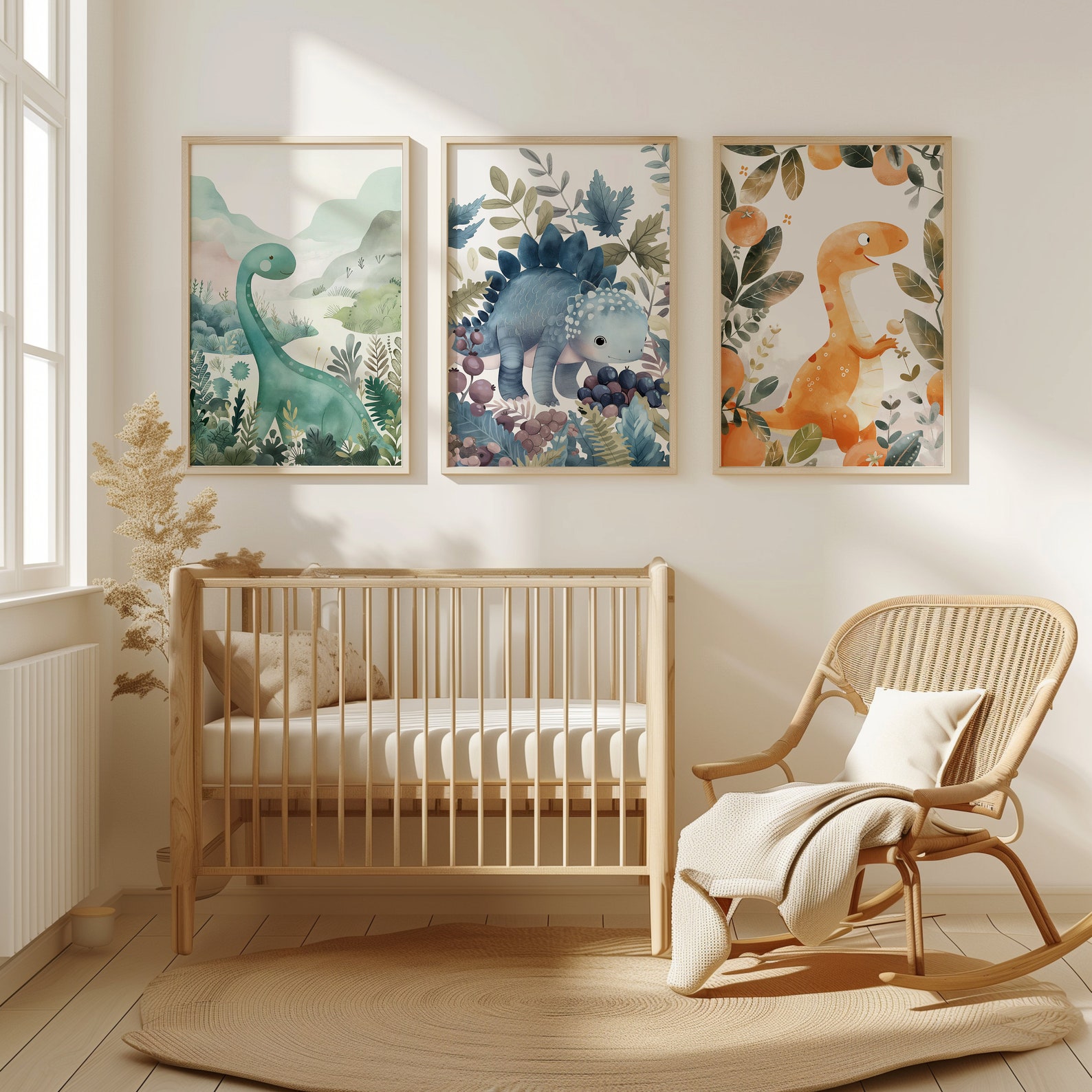 Dinosaur Nursery Wall Art, Set of 6, Cute Dinosaur Prints, Baby Bedroom ...