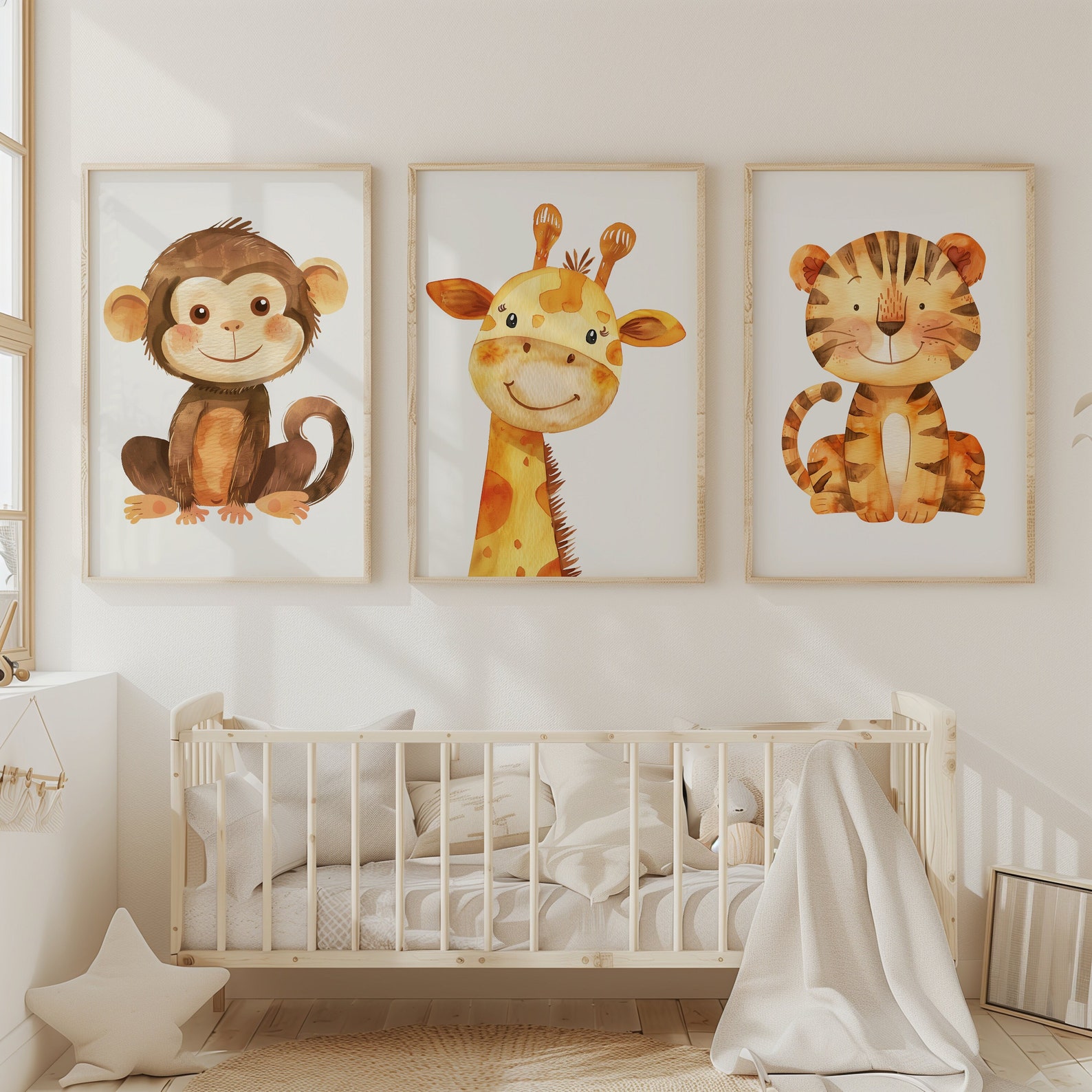 Safari Animal Nursery Prints Set, Boho Jungle Decor (digital Download ...
