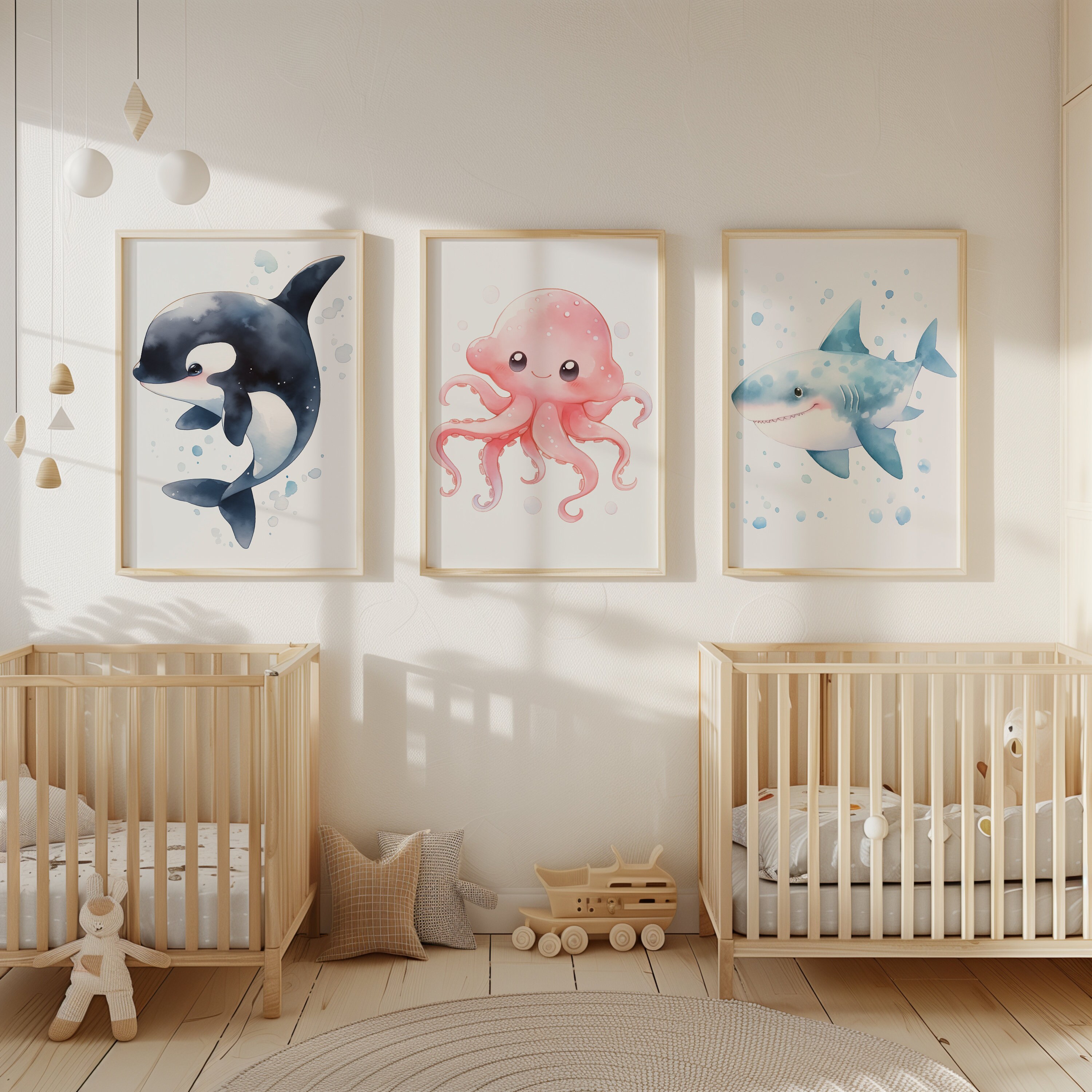 Ocean Animal Nursery Prints, Sea Creatures Wall Art (set of 6) (digital ...