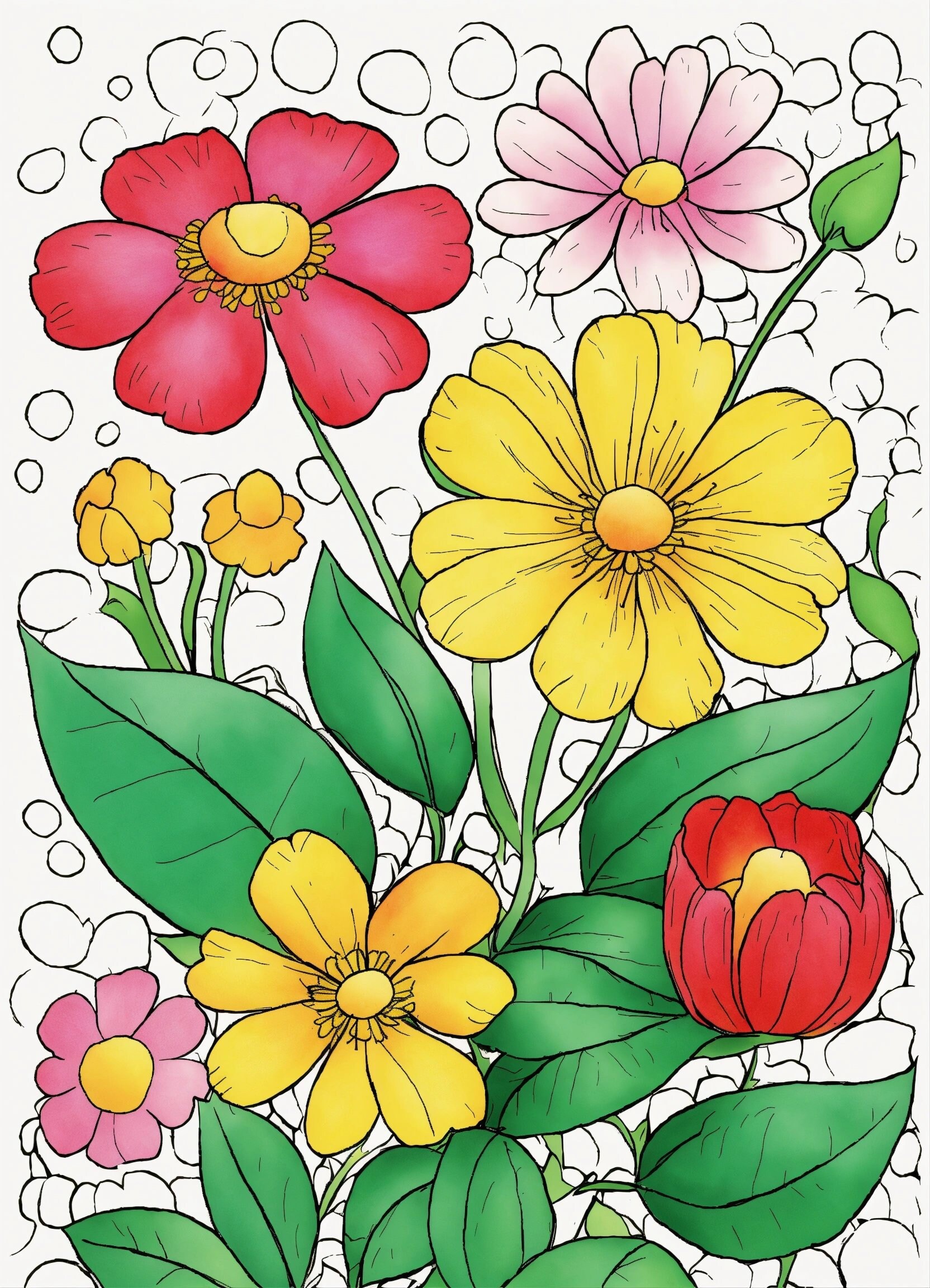 50+ PDF Flowers Coloring Pages Adult Kids Digital Download Unique ...