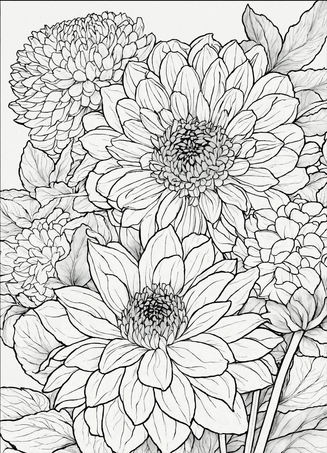 50+ PDF Flowers Coloring Pages Adult Kids Digital Download Unique ...