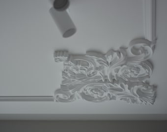 large carved plaster corner, beautiful wall decoration, stylish medallion, suitable for excellent photo zones .for modern home decor