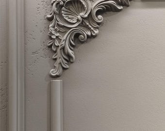 plaster corner, classic French style stucco rose carving, 11 inches