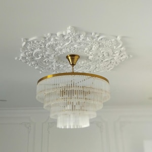 Unpainted Plaster Medallion Rosette: 3D Wall Art Decor (38.5 inches)