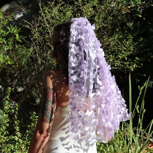 Lilac Butterfly Tulle Wedding Veil Bachelorette Veil