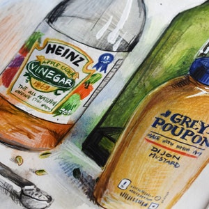 Condimento per insalata preferito. Arte originale mista e stampa giclée.