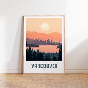 Vancouver Poster - Vintage Reiseposter - Retro Travel Poster - Kanada - Vancouver Wandkunst - Wohnzimmer Deko