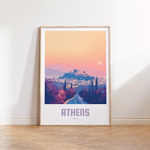 Athens Poster - Vintage Travel Poster - Retro City Print - Greece Gift - Athens Wall art - Greece Souvenir