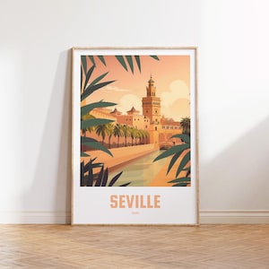 Cartel de Sevilla | Cartel de viaje vintage | Sevilla Retro | Regalo de cartel de viaje | Arte de la pared de Sevilla | Póster Vintage Sevilla | Carteles de viaje