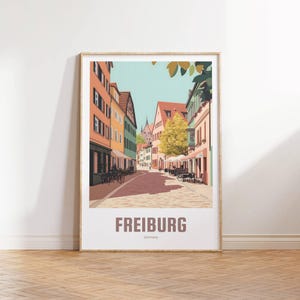 Freiburg Poster - Vintage Reiseposter - Retro Travel Poster - Reiseposter Geschenk - Freiburg Wandkunst - Wohnzimmer Deko