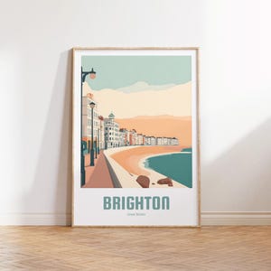 Brighton Poster - Vintage Reiseposter - Retro Travel Poster - Reiseposter Geschenk - Brighton Wandkunst - Wohnzimmer Deko