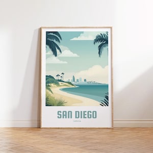 San Diego Poster - Vintage Travel Poster - Retro City Print - California Gift - San Diego Wall Art - Living room decor