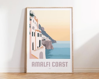 Amalfi Coast Poster | Vintage Travel Poster | Travel Poster Gift | Amalfi Wall Art | Vacation Poster Amalfi Coast | Travel Poster | Italy