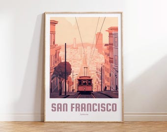 San Francisco Poster - Vintage Travel Poster - Retro City Print - San Francisco Wall Art - Living room decor