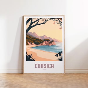 Affiche Corse | affiche de voyage vintage | Cadeau d’affiche de voyage | Art mural corse | Affiche de vacances Corse | Affiche de voyage Corse
