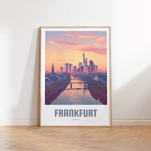 Póster de Fráncfort - Póster de viaje vintage - Póster de viaje retro - Póster de viaje de regalo - Arte mural de Fráncfort - Recuerdo