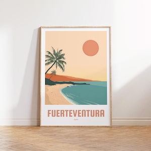 Cartel de Fuerteventura - Cartel de viaje retro - Regalo de cartel de viaje - Arte de pared de Fuerteventura - Deco España - Impresión de vacaciones