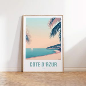Póster de la Costa Azul - Póster de viaje vintage - Póster de viaje para regalar - Arte mural de la Costa Azul - Decoración francesa - Impresión navideña