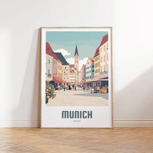 Cartel de Munich - Cartel de viaje vintage - Cartel de viaje retro - Regalo de cartel de viaje - Arte de la pared de Munich - Decoración de la sala de estar