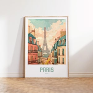 Cartel de París | Cartel de viaje vintage | París retro | Regalo de póster de viaje | Arte de la pared de París | Póster vintage París | Carteles de viaje