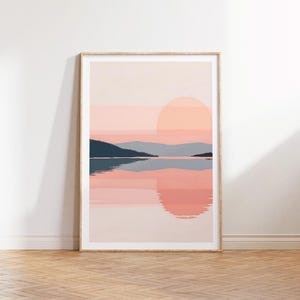 Sonnenuntergang Poster | Fernweh | Reiseposter | Wohnzimmer Deko | Boho art | Minimalistische Natur | Abstrakte Landschaft | Boho Wandkunst