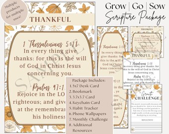 Thankful Scripture Card Set | Christian Gratitude, Bible Study