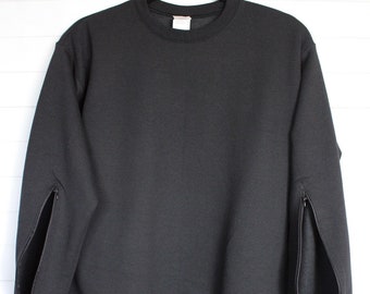 Crewneck with Double Full Sleeve Zippers