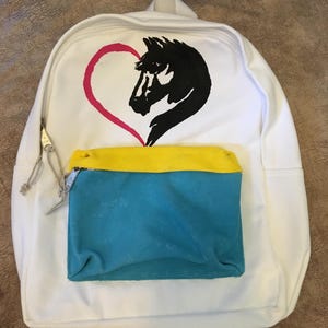Horse backpack canvas horse bag girly horse backpack little girl backpack western horse shoulder bag western backpack horse bag school bag