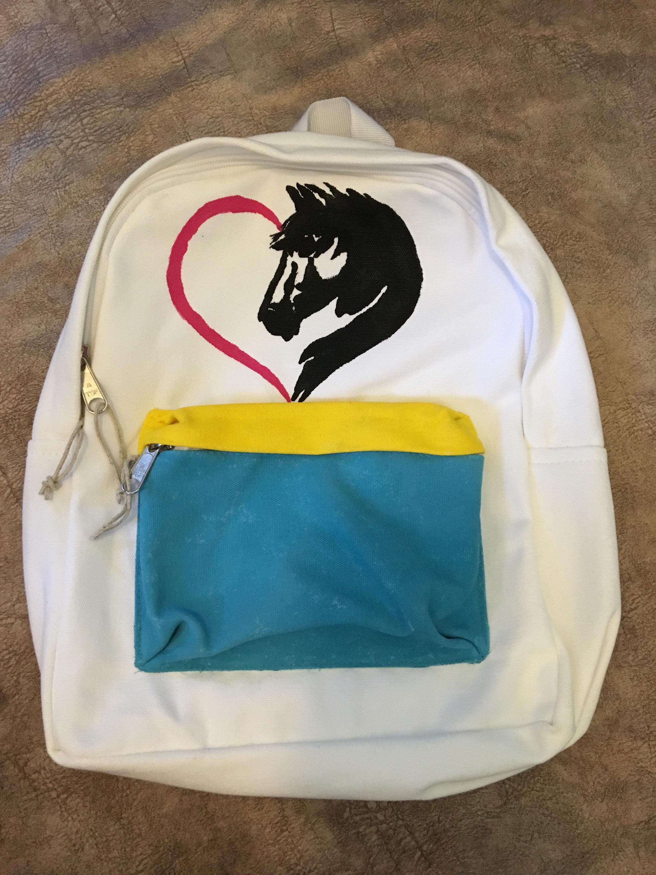 Canvas Horse Backpack: Western Style School Bag Western  display picture 1