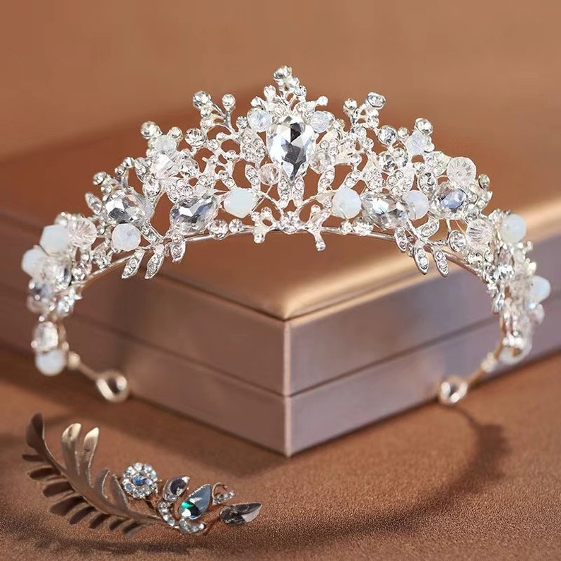Crystal Crown Tiara Headband,Rose Crystal Gold Tiara, Bridal Wedding Tiara, Flower Tiara image 4