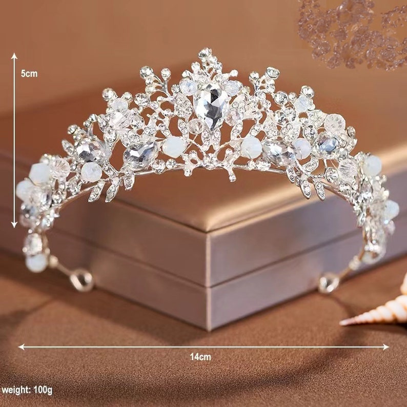 Crystal Crown Tiara Headband,Rose Crystal Gold Tiara, Bridal Wedding Tiara, Flower Tiara image 5