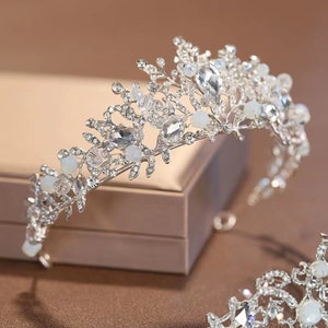 Crystal Crown Tiara Headband,Rose Crystal Gold Tiara, Bridal Wedding Tiara, Flower Tiara image 3