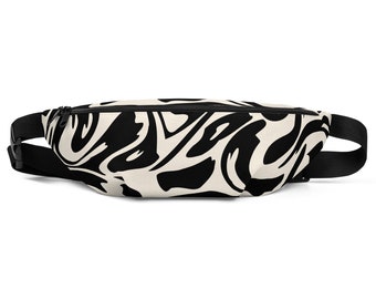 White and Black Marble Fanny Pack