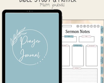 Prayer Faith Digital Journal, Sermon Notes, Hyperlinked for Digital use, Sermon Notes, Bible Notes, Bible Verse, Prayer List, Church Sermon