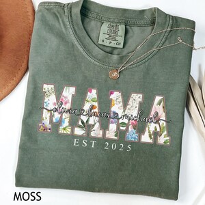 Custom Comfort Color Mama Floral Shirt, Personalized Mom Shirt With Kids Names, Custom Kids Names Mom Shirt, Mothers Day Shirt, Gift for Mom