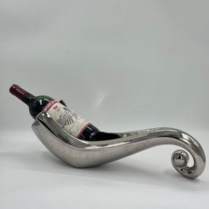 Porte-bouteille de vin vintage en métal argenté, verseuse sculpturale, accessoire de bar