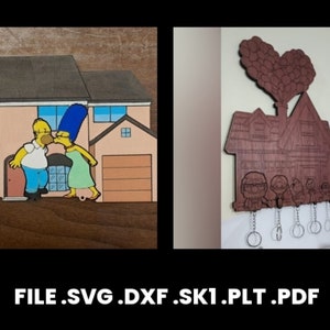 BUNDLE File appendichiavi UP, SIMPSON. File tagliato al laser. svg, dxf, plt, sk1, pdf. 3 strati di legno