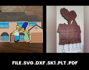 BUNDLE UP, archivo de clave SIMPSON. Archivo cortado con láser. svg, dxf, plt, sk1, pdf. 3 capas de madera
