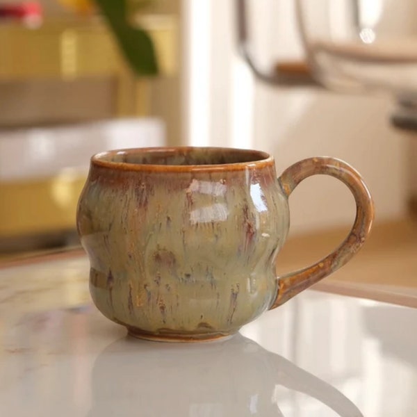 Devoted Green Stoneware Large Mug - Handcrafted, Dishwasher Safe, 320ml