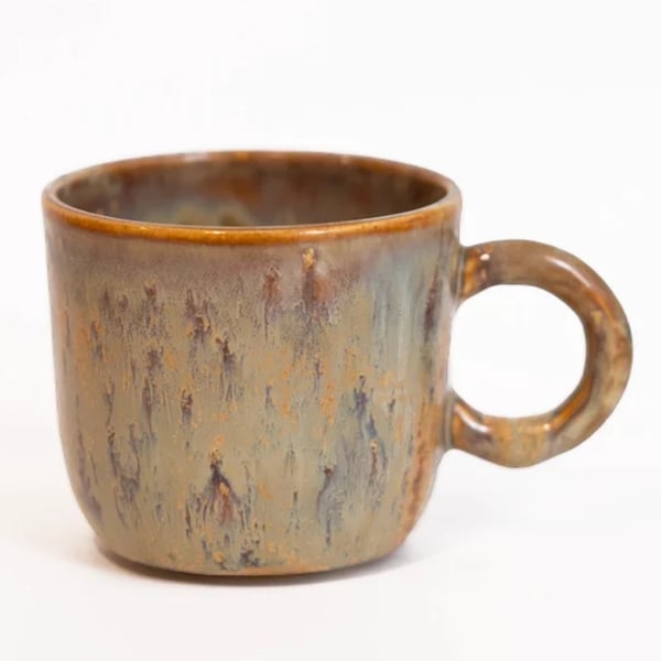 Green Stoneware Mug - Handcrafted, Dishwasher Safe, 260ml