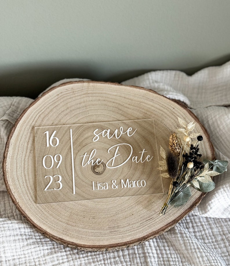 Invitation personnalisée I mariage I save the date I invitation en acrylique image 1