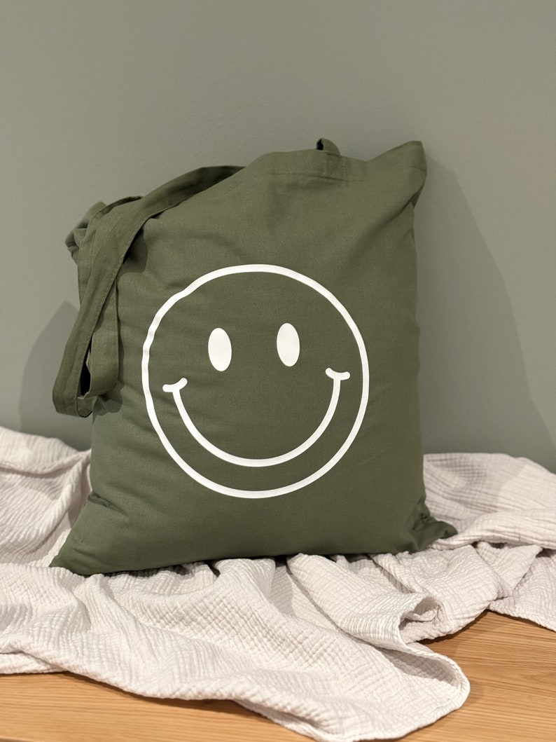 Smiley Baumwolltasche I Tragetasche I Einkaufsbeutel Bild 1