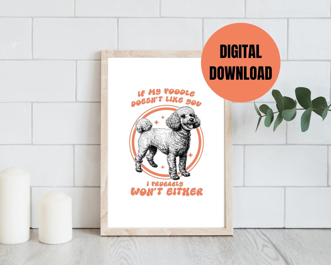 Poodle Printable Dog Poster, Doggy Prints, Cool Hipster Dogs, Retro Art ...