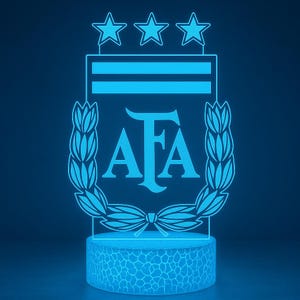 Argentina AFA LED Lamp – Messi Fan Gift | World Cup Soccer Night Light | Multiple Base Options (Cracked & Black)
