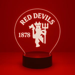 Manchester United FC Gift – Red Devils LED Lamp, Man United Night Light, Football Fan Gift, Soccer Decor, Remote Control Light