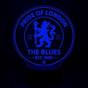 Chelsea FC Gift – Pride of London LED Lamp, The Blues Night Light, Football Fan Gift, Soccer Decor, Remote Control Light