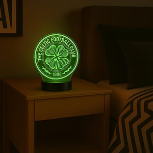Celtic FC Lamp – Unique Gift for Football Fans | LED Night Light for Him | Celtic Fan Gift | Celtic Club Light