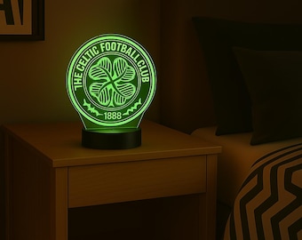 Celtic FC Lamp – Unique Gift for Football Fans | LED Night Light for Him | Celtic Fan Gift | Celtic Club Light
