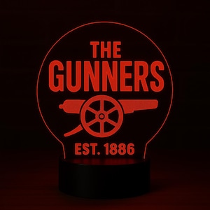 The Gunners LED Night Light – Arsenal Fan Gift, Cannon Lamp, Football Room Decor, Est. 1886 Soccer Gift for Him